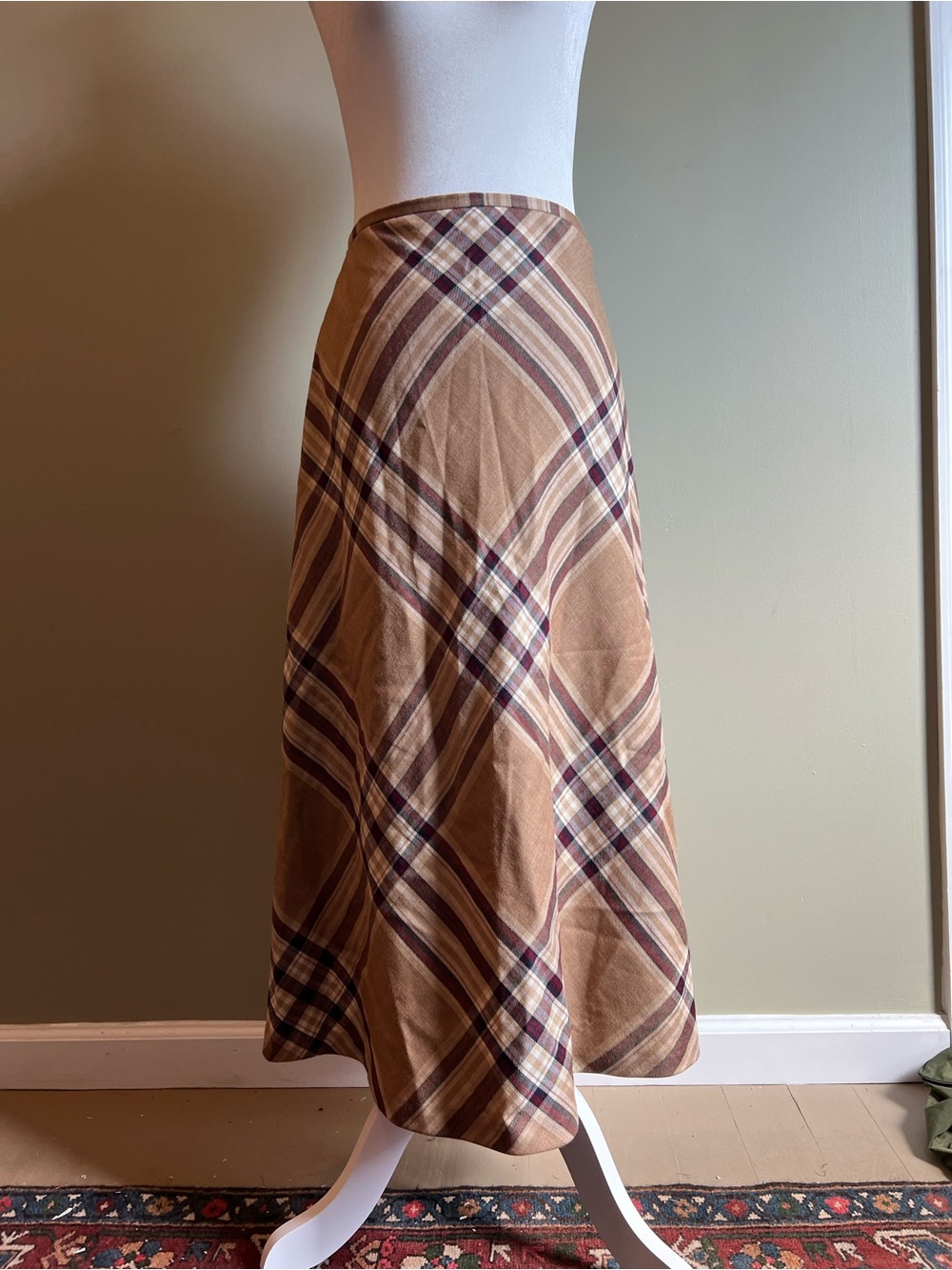 Talbots Petites 100% Wool Plaid A-Line Skirt